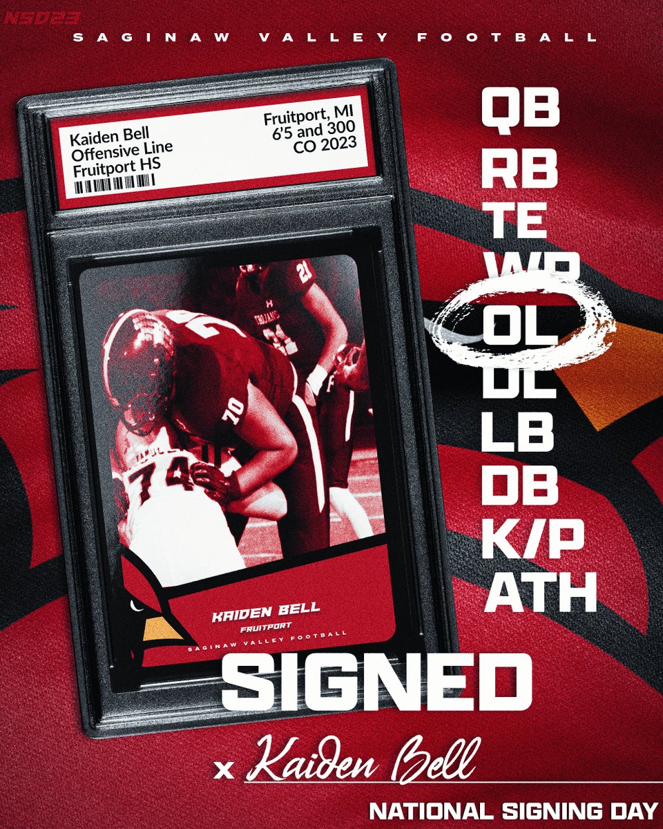 svsu_football's tweet photo. 𝐎𝐟𝐟𝐢𝐜𝐢𝐚𝐥𝐥𝐲 𝐎𝐅𝐅𝐈𝐂𝐈𝐀𝐋 ✍🏽 Signed 

Welcome, Kaiden Bell! 
@KaidenBell78 
The Offensive Lineman from @FRTPRT_FTBLL   
 
#NSD23 | #Swarm23ason l #EarnIT🎯 https://t.co/AsucEXYMF9