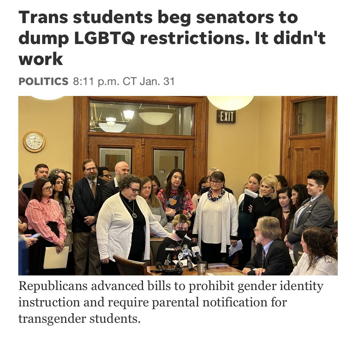 iowasafeschools's tweet photo. This headline sums up what’s been happening at the capitol this week.

We need every single voice to be louder than ever to protect these kids 🏳️‍⚧️

Email damian@iowasafeschools.org to get involved ASAP #ialegis @DMRegister https://t.co/6eWgmm3C1U