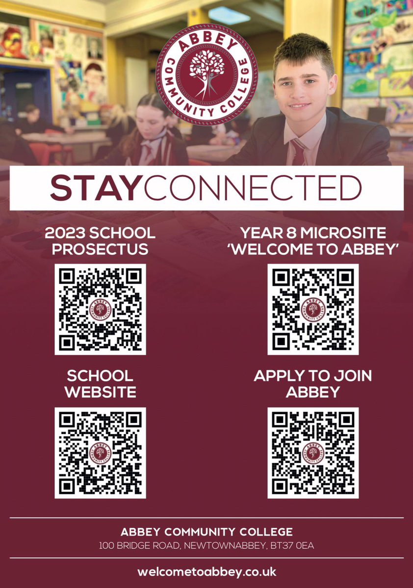 For families and friends who are looking for information on P.7 choices and transfer details…Please use our QR Code Page for all you need to know about Abbey and the EA Portal