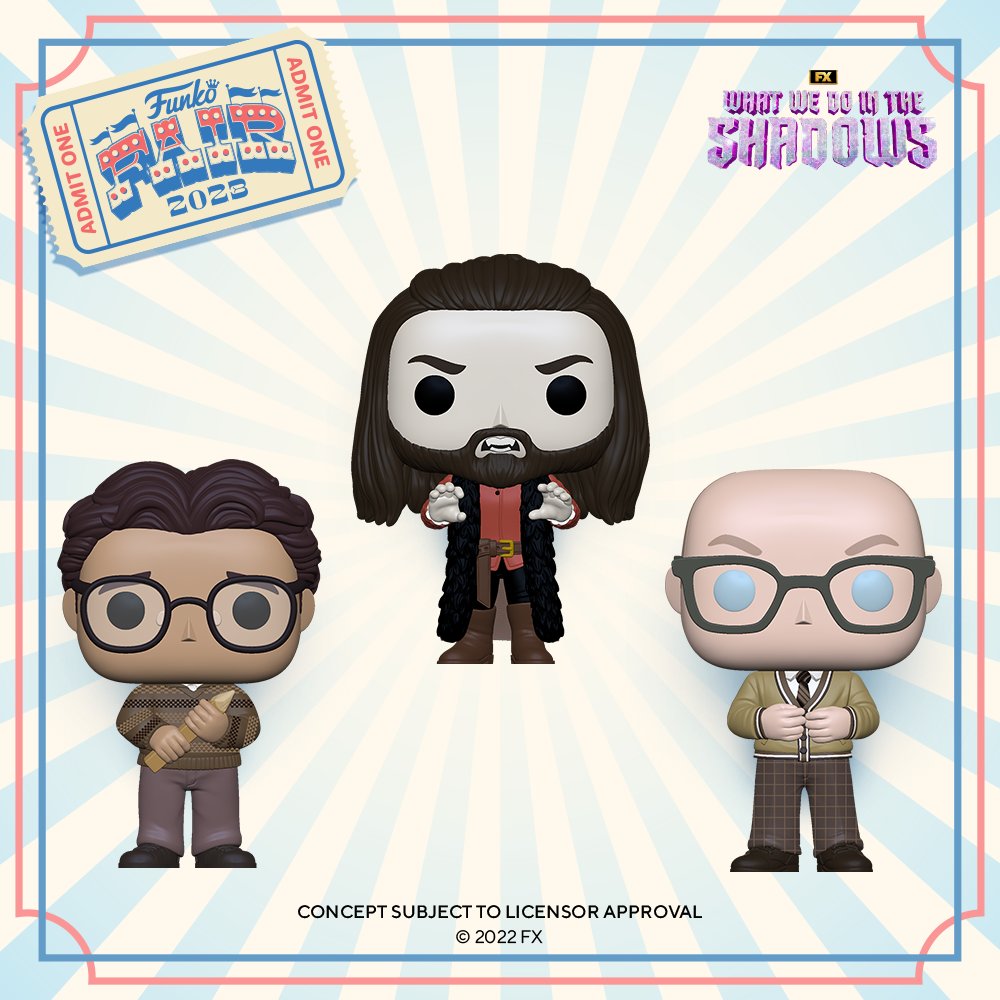 OriginalFunko's tweet photo. Funko Fair 2023: Calling all What We Do in the Shadows fans! Pre-order Colin, Guillermo, Laszo, Nadja, and Nandor for your collection today! https://t.co/i6SIq55j4c https://t.co/zobneYz6Yb #Funko #FunkoFair #FunkoPop https://t.co/fF20R5oq64