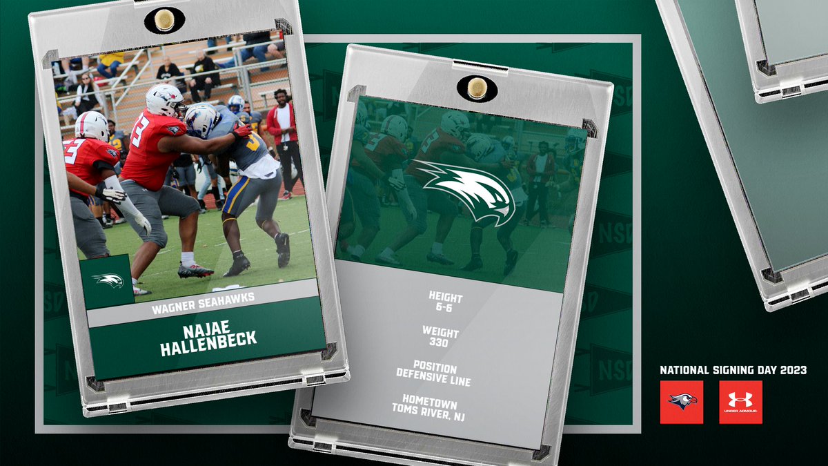 Lackawanna College Falcons (@falconssports) on Twitter photo Congratulations to <a href="/IamNajae/">Najae Hallenbeck</a> on choosing <a href="/Wagner_Football/">Wagner College Football</a> as his next stop! Najae moved to defensive tackle late last year, and became a force for <a href="/LCFalconsFB/">Lackawanna College Football</a> on the line this year, stuffing runners with ease!
#gofalcons | #LackLife Congratulations to <a href="/IamNajae/">Najae Hallenbeck</a> on choosing <a href="/Wagner_Football/">Wagner College Football</a> as his next stop! Najae moved to defensive tackle late last year, and became a force for <a href="/LCFalconsFB/">Lackawanna College Football</a> on the line this year, stuffing runners with ease!
#gofalcons | #LackLife