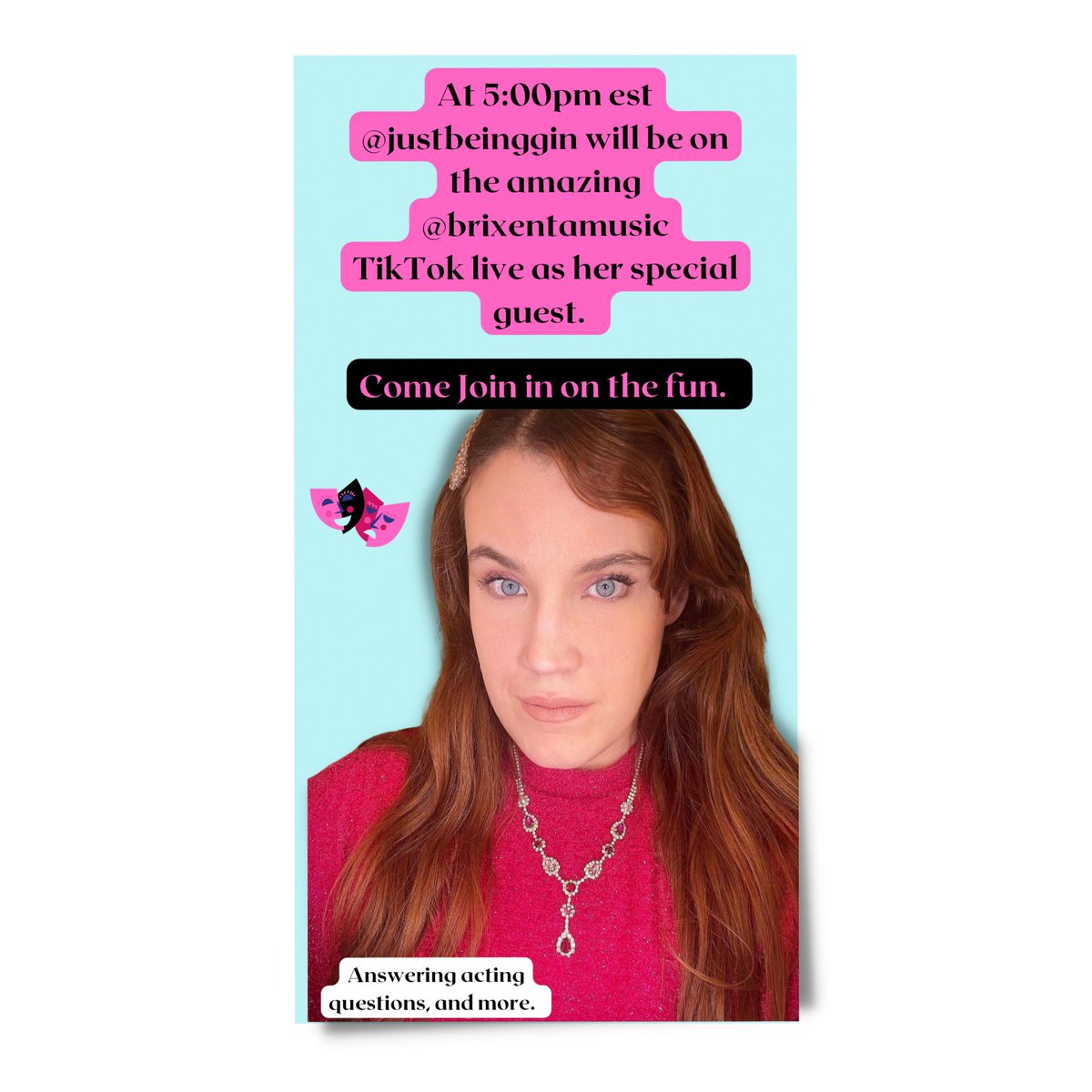 justbeinggin's tweet image. I can’t wait @Brixenta this will be on TikTok guys. Come join the fun. ❤️🎬
#acting #TikTok #learningcorner #ActressHub #specialguest