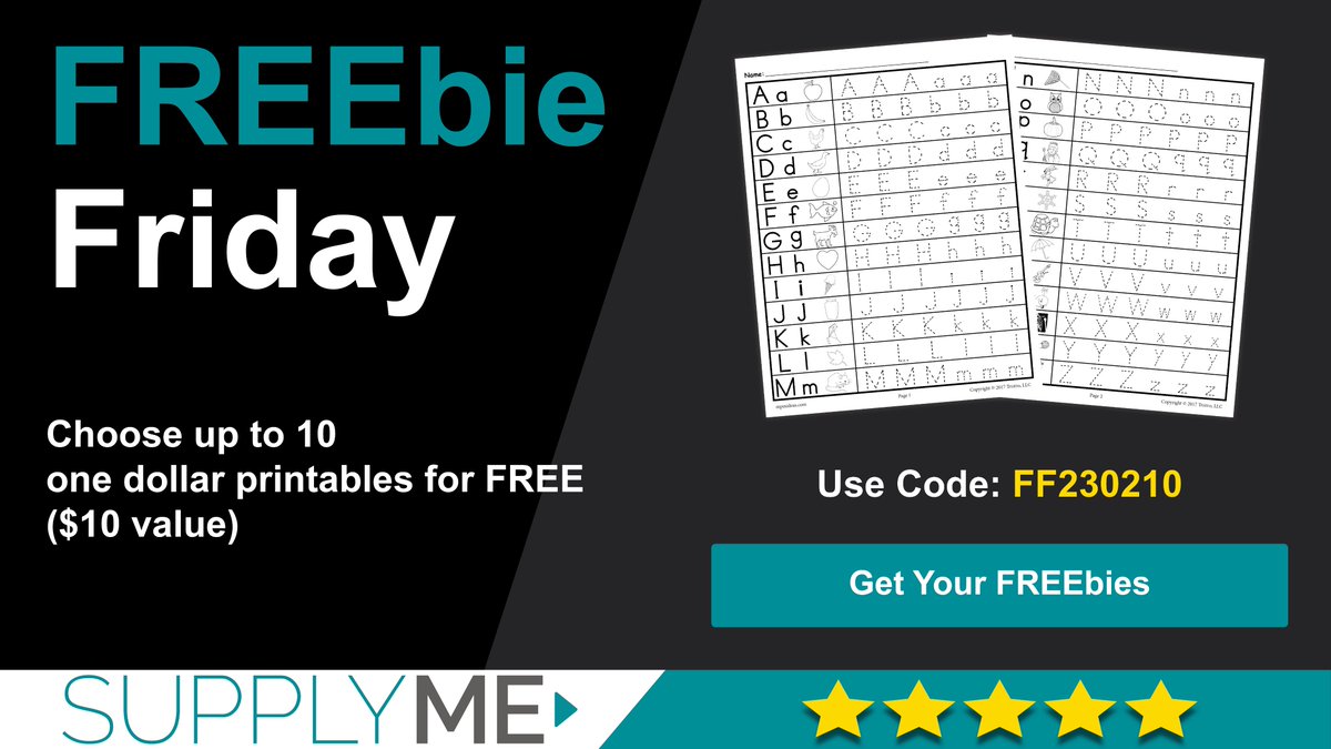 supplymedotcom's tweet photo. Happy FREEbie Friday where you get to choose up to 10 one-dollar printables for FREE! ($10 value) 🎉

With over 1,300 printables to choose from, there's something for everyone! 

So grab your FREEbies now and let the learning and fun begin! 🥳 

Shop now! https://t.co/ciJUDASKtM https://t.co/rKHEOL3GNs
