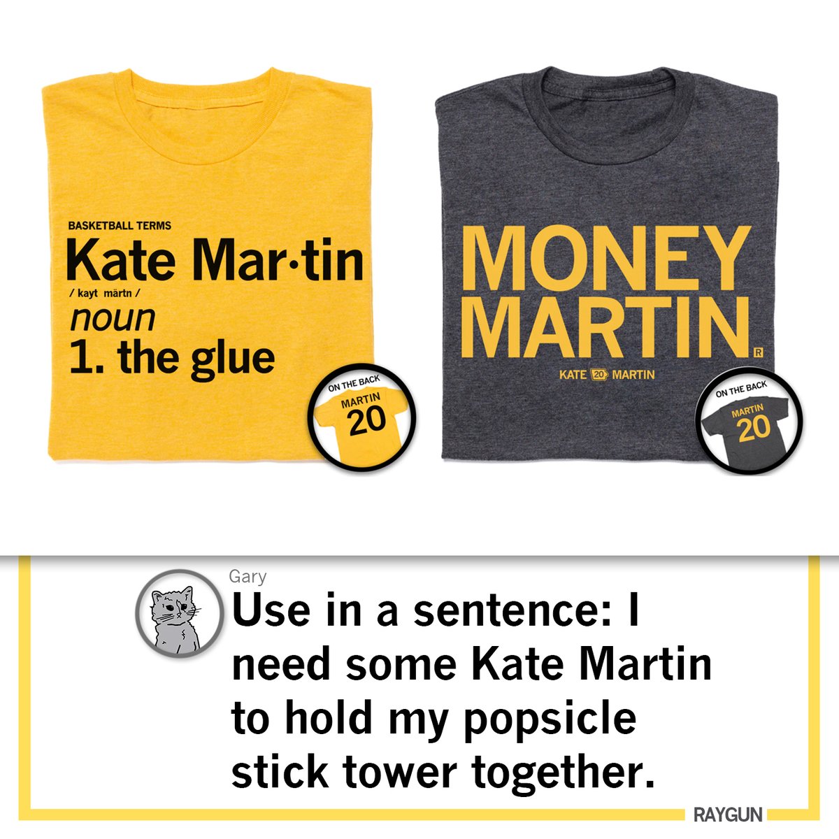 We lost track of the number of @kate_martin22 requests we got, and the shirts finally happened! Plus, we can add a new phrase to the English language. #RAYGUN Online now, in Iowa City Friday: raygunsite.com/collections/io…