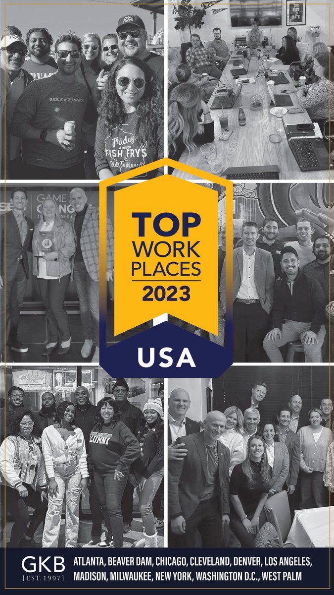 keithgwilliams's tweet photo. Thrilled to be a part of a great team —named a top work place, again. #TopWorkplaces2023 #gkbisateamsport https://t.co/hzvwZ7MS0l