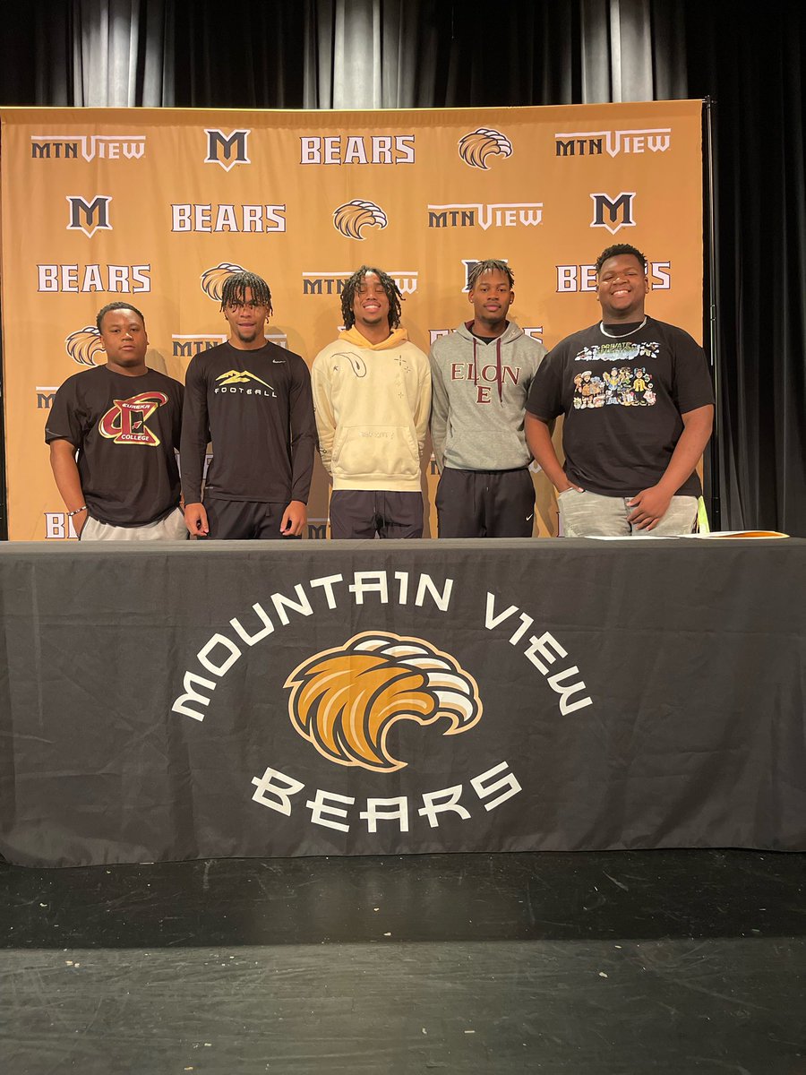 Mountain View Bears Recruiting (@mvbears) on Twitter photo Big congrats to our Signees today!! Just the beginning of the new chapter for <a href="/NateleeIII/">Nathaniel Lee</a> <a href="/EJones36MV/">Eric Jones</a> <a href="/_ajaiden/">A'J Cheeks</a> <a href="/zwil333/">Landon “zay” Wilson</a> <a href="/TreJackson04/">Austin (Tre) Jackson</a> Big congrats to our Signees today!! Just the beginning of the new chapter for <a href="/NateleeIII/">Nathaniel Lee</a> <a href="/EJones36MV/">Eric Jones</a> <a href="/_ajaiden/">A'J Cheeks</a> <a href="/zwil333/">Landon “zay” Wilson</a> <a href="/TreJackson04/">Austin (Tre) Jackson</a>