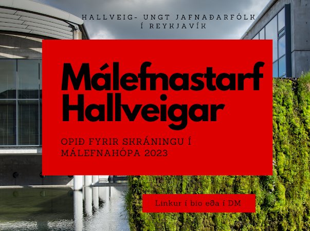 HallveigUJR's tweet photo. Nú fer málefnastarf Hallveigar að hefjast þetta árið 🥳 Það verða opnar umræður um pólitík, með það markmið að hafa áhrif á stefnu Samfylkingarinnar í Reykjavík. Hver málefnahópur hittist á eigin vegum undir stjórn málefnastjóra úr stjórn Hallveigar. Skráðu þig og vertu með! https://t.co/WoLeSQK7IS