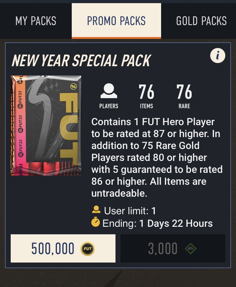 TehKwong's tweet image. Who needs #FIFA23 points to open the New Year Special Pack!? 🔵🔥
Sending points to x1 lucky person who likes & retweets this post! (must follow for DM) 📥 #FUT #FUT23