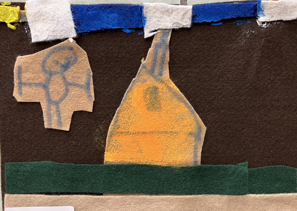 Kindergarten artists at <a href="/gcwaltdisney/">GC Walt Disney Elementary School</a> did a great job hanging their own work for display! Fabric collages represent a person or place important to us in our community. #gcpride