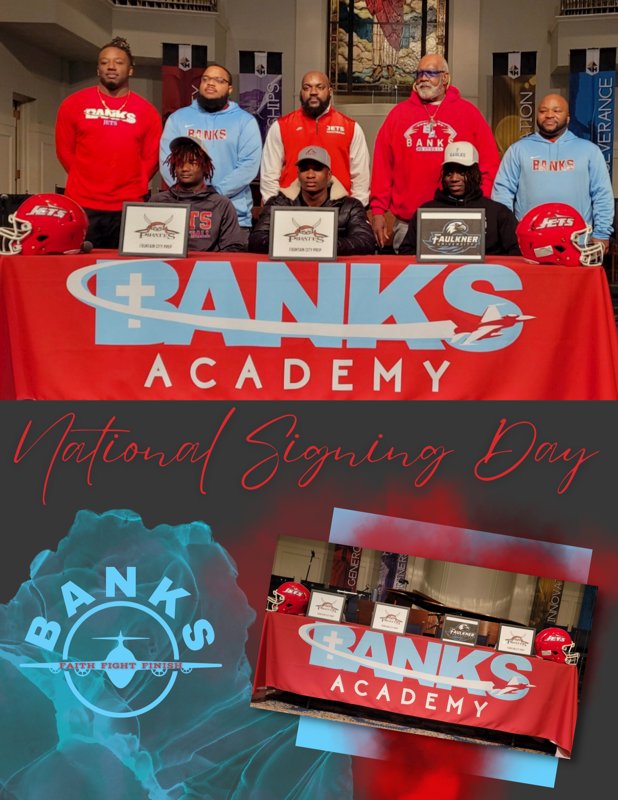 Great Day, Great Day!!! <a href="/BanksJetsFB/">Banks Jets Football</a> would like to give a huge congratulations to <a href="/LiThomasA14/">THOMAS ALDRIDGE</a> <a href="/JoshuaB75130998/">Joshua Bonner1️⃣✝️</a> and <a href="/de_kvngg/">Demarion Daniels</a>. Also very special thanks to <a href="/WBRCnews/">WBRC 6 News</a> @SheldonFox6  for taking time out to cover Banks signing day. <a href="/ctrim41522/">Cathy</a> <a href="/dewaynecoker/">Dewayne Coker, M.Ed</a>