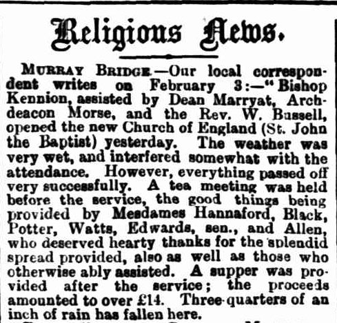 AustAnglican's tweet photo. 2 February 1887: dedication of the Church of St John the Baptist, Murray Bridge. Then part of the Diocese of Adelaide; since 1970 Cathedral of the Diocese of The Murray. #anglican @Fr_KeithDalby #136years βeverything passed off very successfullyβ https://t.co/JwQGMFDLF2