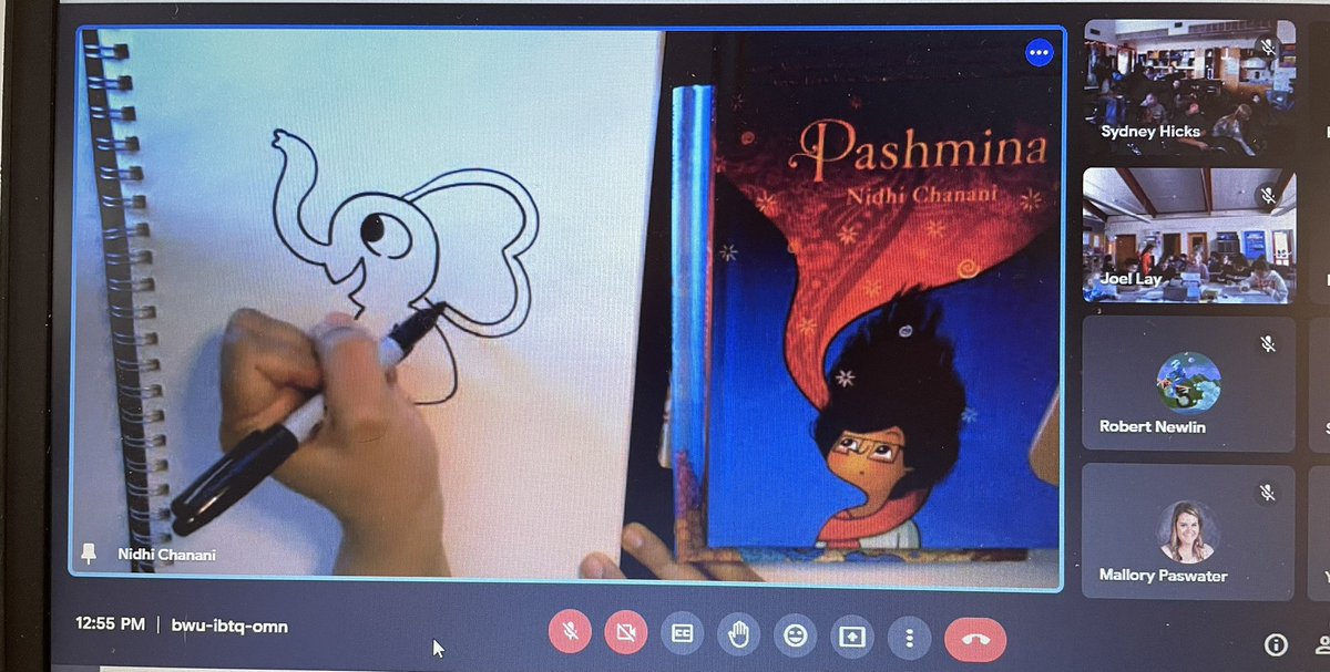 Such a great session with @nidhiart for #WRAD2023 We loved hearing and seeing Jukebox and drawing along with you! Our #lcschmitt 5th and 6th graders are inspired! #WorldReadAloudDay #authors