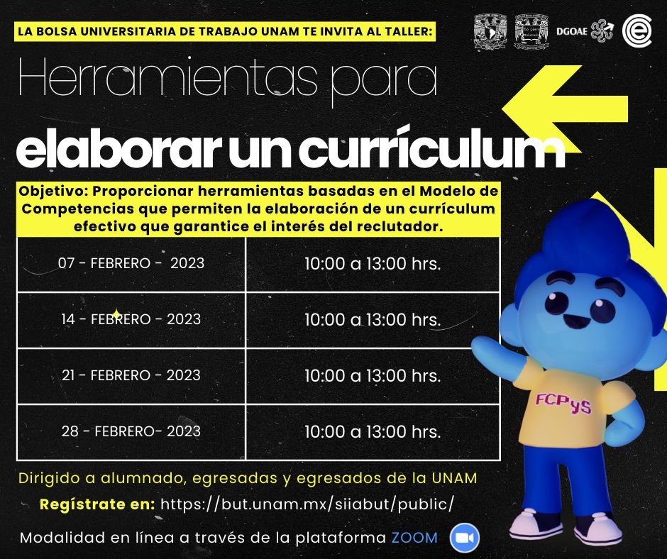 ceop_unam's tweet image. ¿Buscas empleo?

Acércate a los talleres que la Bolsa de Trabajo Universitaria pone a tu disposición.

#DGOAE #COE #CEOP #FCPyS #UNAM