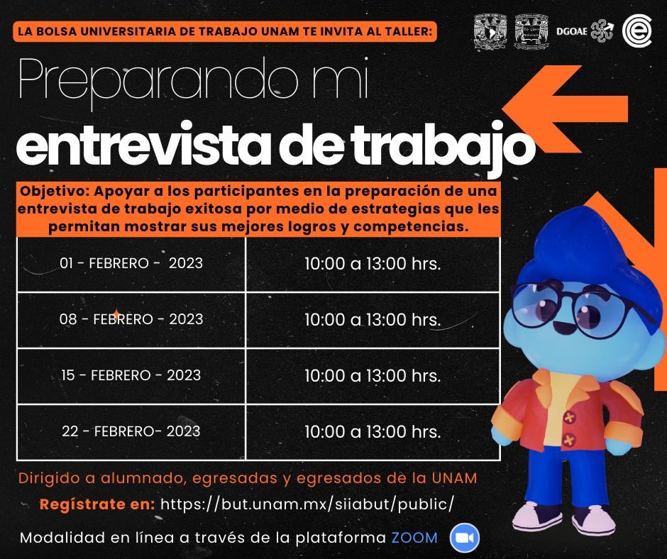 ceop_unam's tweet image. ¿Buscas empleo?

Acércate a los talleres que la Bolsa de Trabajo Universitaria pone a tu disposición.

#DGOAE #COE #CEOP #FCPyS #UNAM