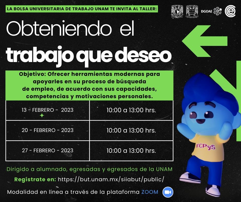 ceop_unam's tweet image. ¿Buscas empleo?

Acércate a los talleres que la Bolsa de Trabajo Universitaria pone a tu disposición.

#DGOAE #COE #CEOP #FCPyS #UNAM
