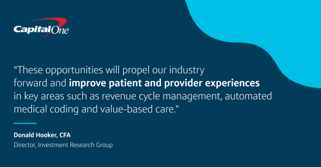 kenrigberg's tweet photo. Check out my Capital One colleague’s optimistic stance on the healthcare IT sector. Don Hooker, a senior equity research analyst, predicts that companies will reap the effects of their innovation and investments to deal with long-term pain points... https://t.co/0ZWVqmCUQW https://t.co/iIytNrX7TD