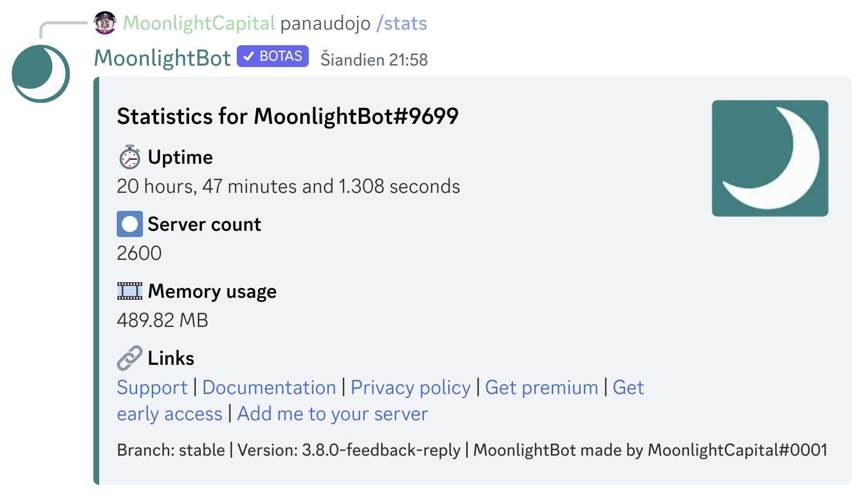 Using developer mode - MoonlightBot documentation