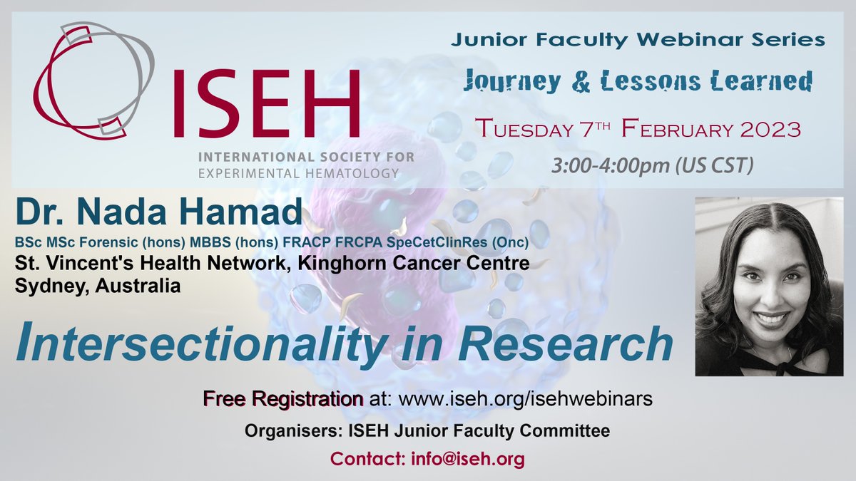 ISEH (@isehsociety) on Twitter photo One week until our FREE webinar featuring <a href="/nadahamad/">A/Prof Nada Hamad</a>. You won't want to miss her 7 February talk on inclusive research design and implementation. Check your time zone and register here👉 iseh.org/isehwebinars One week until our FREE webinar featuring <a href="/nadahamad/">A/Prof Nada Hamad</a>. You won't want to miss her 7 February talk on inclusive research design and implementation. Check your time zone and register here👉 iseh.org/isehwebinars