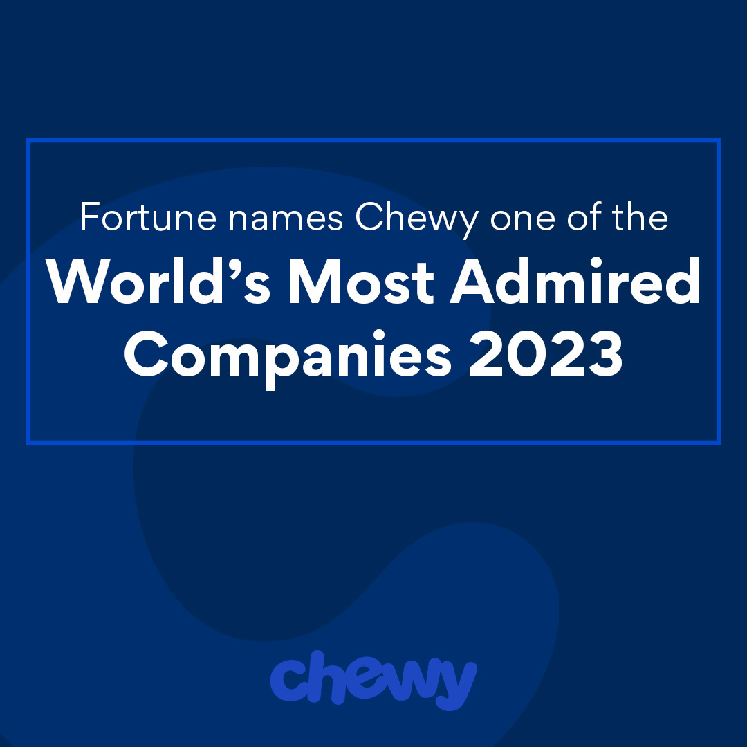 We're so proud to see the hard work of our Team Members be recognized on <a href="/FortuneMagazine/">FORTUNE</a>'s list of the World’s Most Admired Companies for the very first time. We’re grateful to all our Chewtopians and customers, who make honors like this possible! #MostAdmiredCos #LifeAtChewy