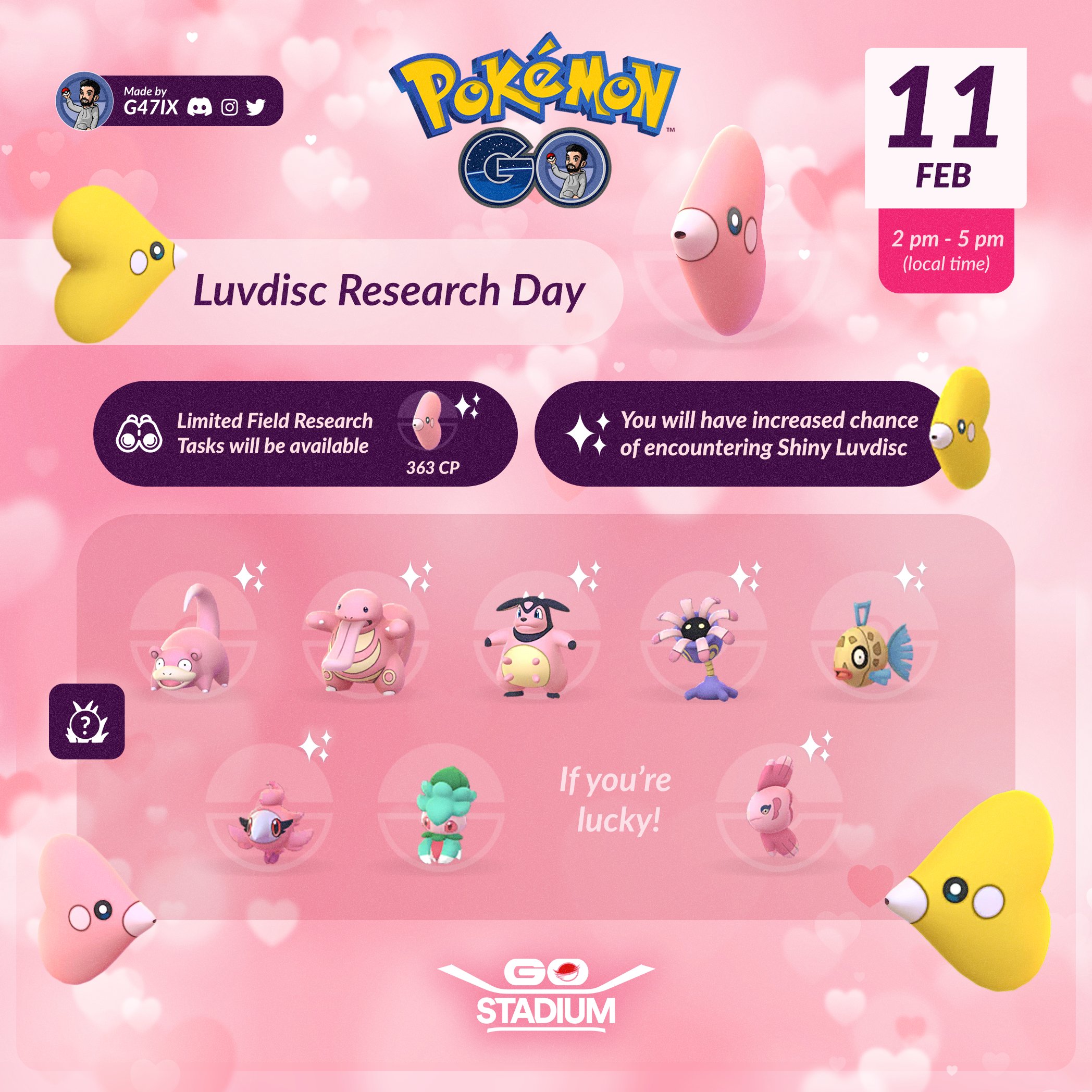 Pokémon GO - Evento Dia dos Namorados 2023 e Dia de Pesquisa Limitada de  Luvdisc