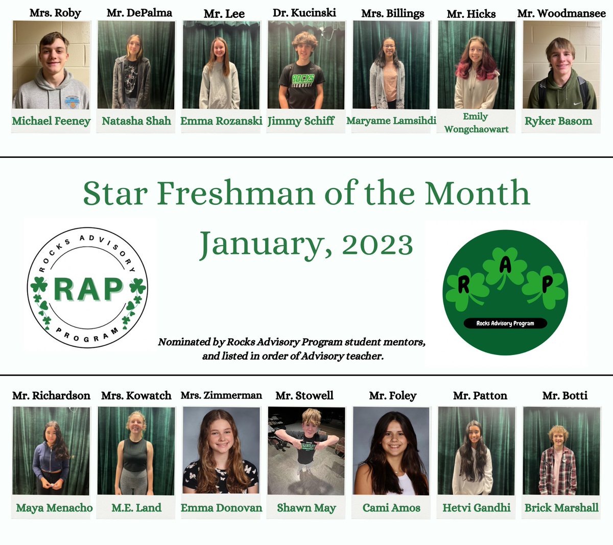 CoffmanRAP's tweet photo. Congratulations to our Advisory STAR freshmen for January! @DublinCoffmanHS https://t.co/art0Bgg78K