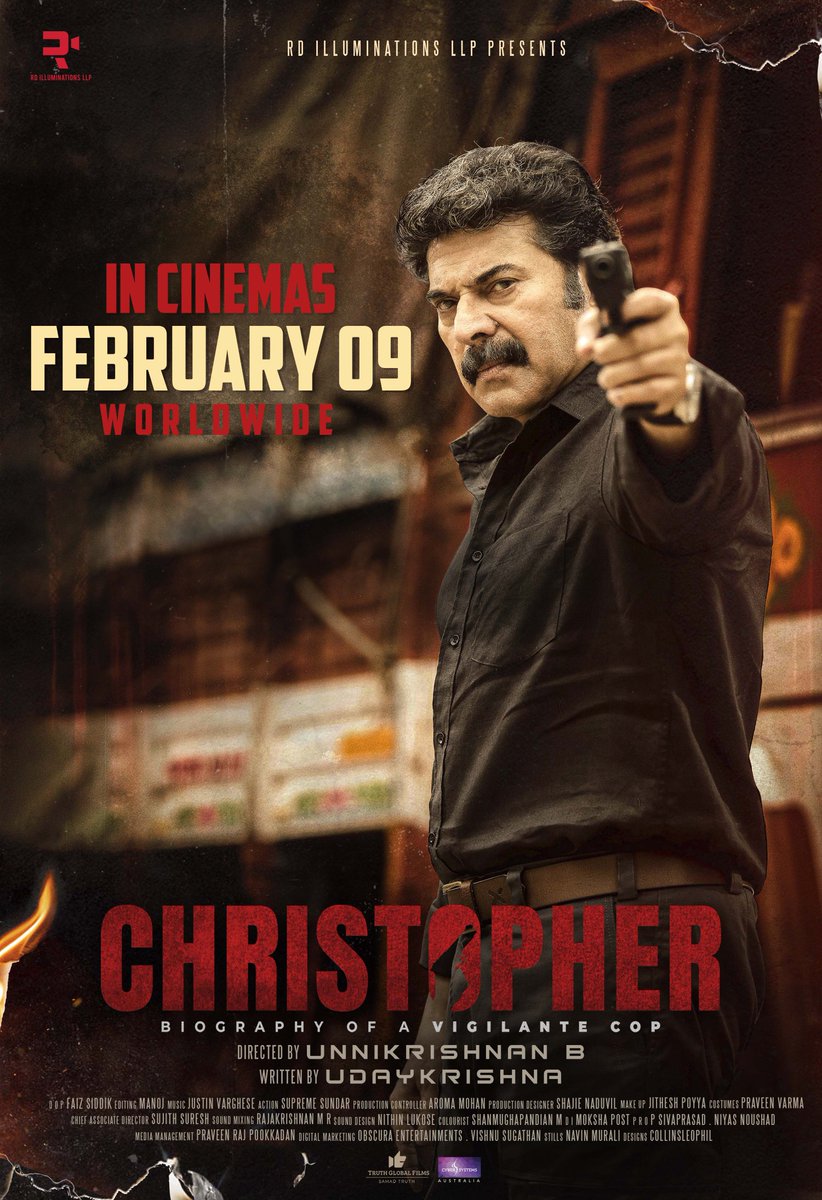 bc_creatives's tweet photo. #Christopher Censored with U/A Certificate ! Grand Worldwide Release On February 9th !

Advance Bookings Open Soon !!

Get Ready to Experience the Biography of a Vigilante Cop !!

𝘞𝘢𝘵𝘤𝘩 𝘰𝘶𝘵 𝘵𝘩𝘪𝘴 𝘴𝘱𝘢𝘤𝘦 𝘧𝘰𝘳 𝘮𝘰𝘳𝘦 𝘦𝘹𝘤𝘪𝘵𝘪𝘯𝘨 𝘶𝘱𝘥𝘢𝘵𝘦𝘴

#Mammootty https://t.co/6cFI4HSlRU