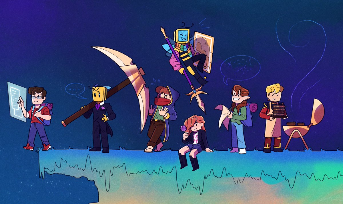 Huge shoutout to the one and only <a href="/thea_sath/">Sath</a> for the MOST AMAZING artwork of #DoughnutCraft Crew! <3 love you guys! <a href="/MiradelleTarot/">MiradelleTarot</a> <a href="/Iluvbuyingdlc/">Iluvbuyingdlc</a>