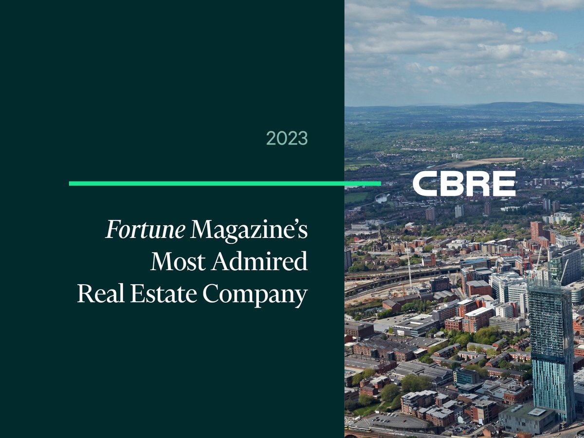 CBRE named @FortuneMagazine's Most Admired Real Estate Company 
cbre.co/3Jy2N0J #MostAdmiredCos