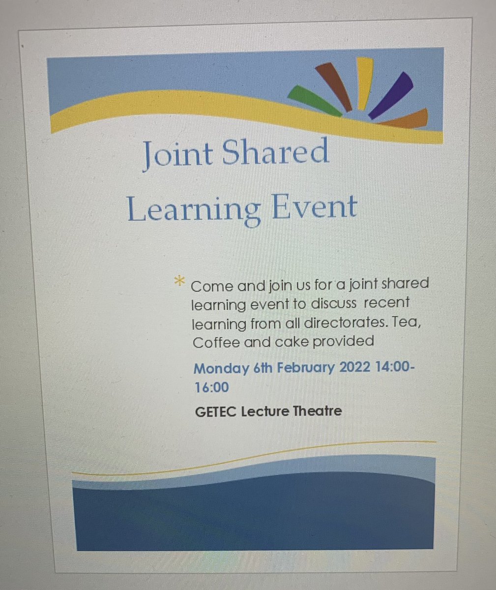 nag2710's tweet image. Great opportunity to share innovation, learning, improvement across all directorates @GEHNHSnews 
Plus some well earned timeout, tea, cake & networking
#CareExcellence 
#NMAHP
#SharedLearning #JoyInWork