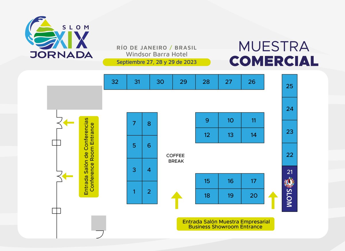 ¡LLEGÓ EL MOMENTO!

Te presentamos el plano de la Muestra Empresarial de la XIX Jornada SLOM.

¡Reserva desde ya la mejor ubicación para tu stand!

Más información en:
lnkd.in/e2YWzVS

#IntegradosPodemosMás #JornadaSLOM2023