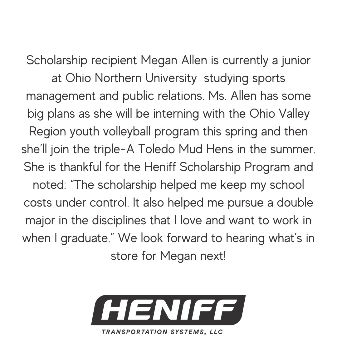 HeniffTransport's tweet photo. The Heniff Scholarship Program was established in 2018 to assist children of employees who plan to continue their education. We encourage all eligible employees’ dependents to apply to the Heniff Scholarship Program. Click the link to learn more: https://t.co/saFWnVs6Ze https://t.co/W4i29sKafP