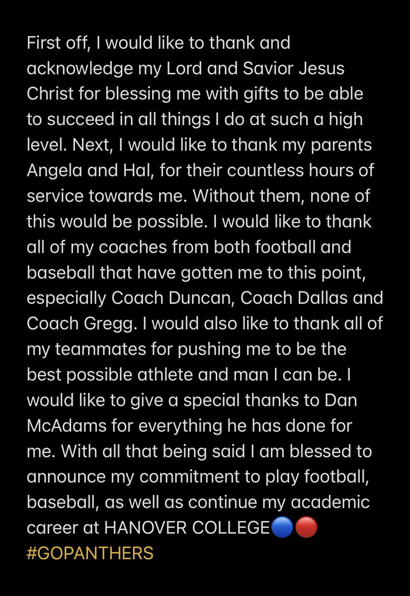 Committed🔵🔴 #gopanthers <a href="/football_tcs/">Trinity Christian School Football</a> <a href="/TCSLions_BSBL/">Trinity Christian School Baseball</a> <a href="/HanoverFTBL/">Hanover Football</a> <a href="/HanoverBase/">Hanover Baseball</a> <a href="/CowetaScore/">Coweta Score</a> <a href="/CoachKDallas/">Coach Kenny Dallas</a> <a href="/coachdunc23/">Lance Duncan</a> <a href="/NTHSports/">NTH Sports</a>