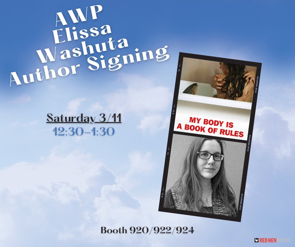 RedHenPress's tweet photo. Have you stopped by the #RedHenPress booth yet? We’re at 920/922/924. Come on by! @kristenmillares and @elissawashuta are here, and in THIRTY MINUTES, we’ll have @JadeShyback! #RHPatAWP23 #AWP #AWP23 #AuthorSigningAlert https://t.co/nzIeqRQ0kV