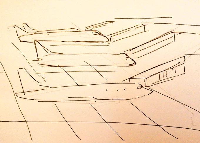 #一日一模写Ⅲ 39/365飛行機、梅干しを食べてすっぱい顔になっとる。 
