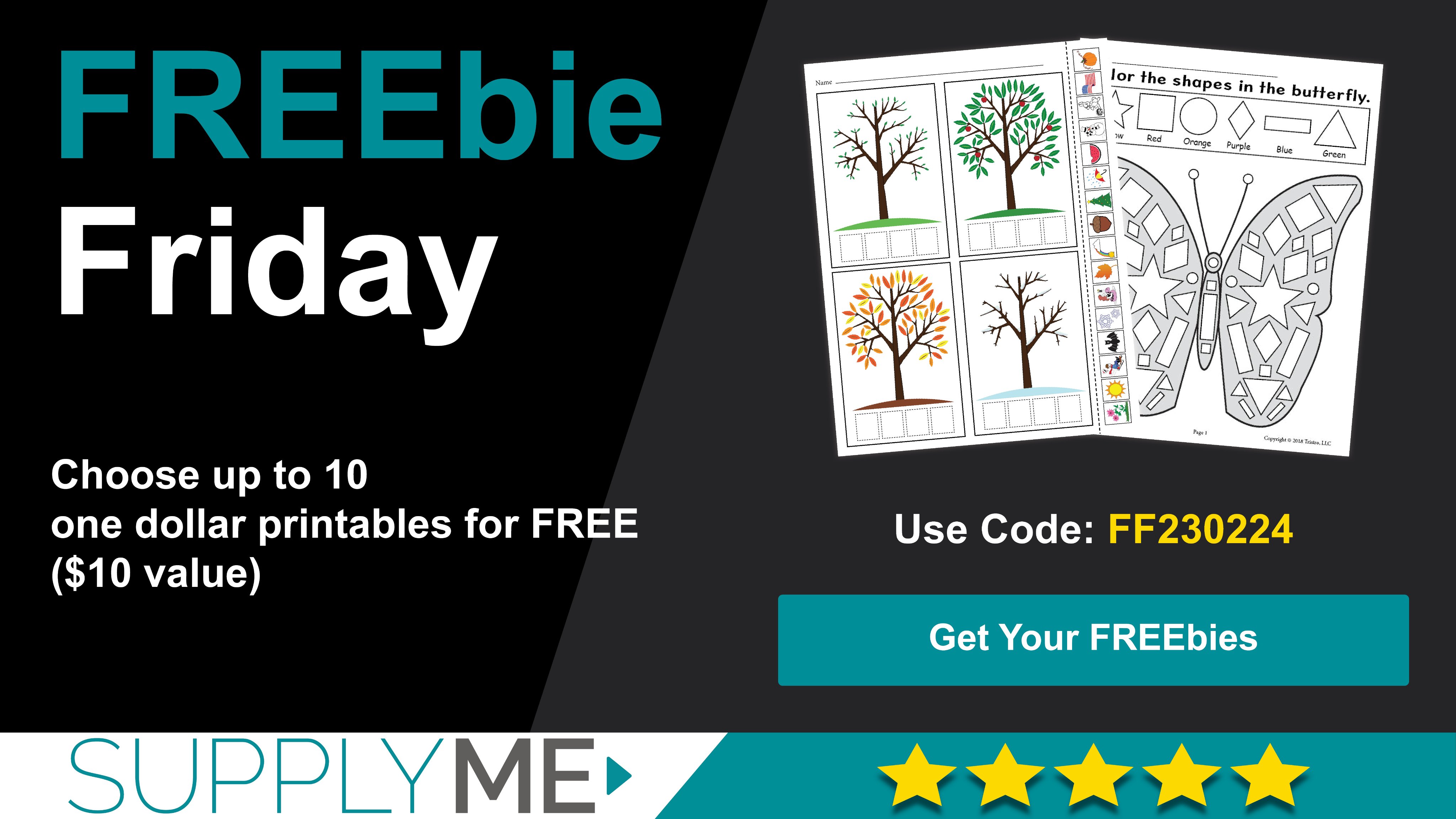SupplyMe on X: Happy FREEbie Friday where you get to choose up to 10 one- dollar printables for FREE! ($10 value) 🎉 With over 1,300 printables to  choose from, there's something for everyone!