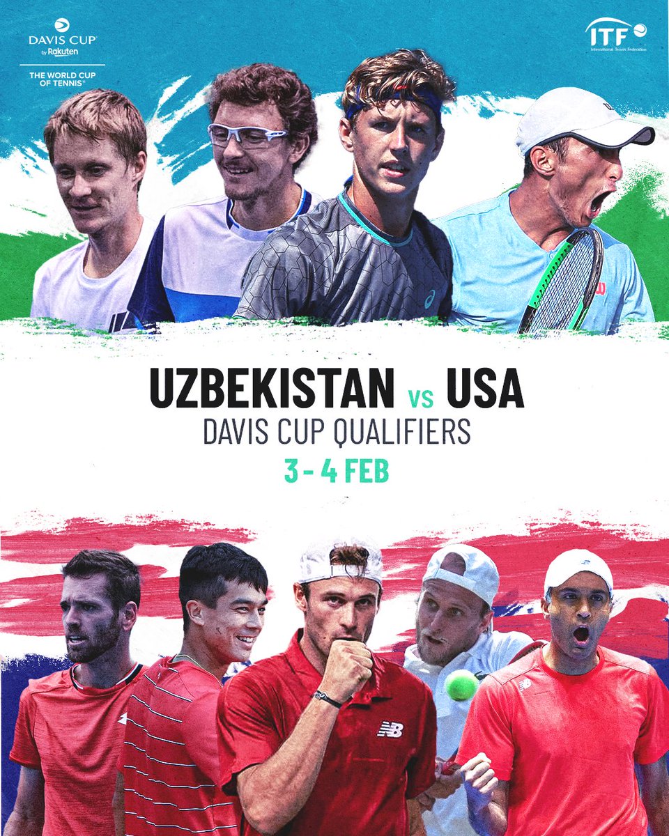 usta: RT @DavisCup: Some dreamy ties coming your way this weekend 👀

Uzbekistan 🇺🇿 v 🇺🇸 USA 

#DavisCup #byRakuten | @usta @Olympicuz