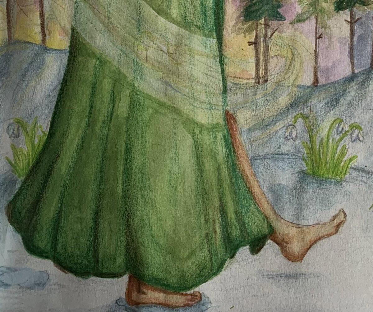 I cant decide if it’s done :( #wip #brigid #imbolc #art #watercolor #sketch #ArtistOnTwitter #artmoots