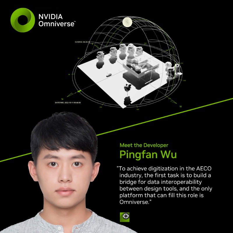 nvidiaomniverse's tweet photo. .@Wupingfan4, a senior architectural researcher at the Hunan Architectural Design Institute (HNADI) Group in south-central China, is bringing sunnier days to designers with his very own #NVIDIAOmniverse extension. ☀