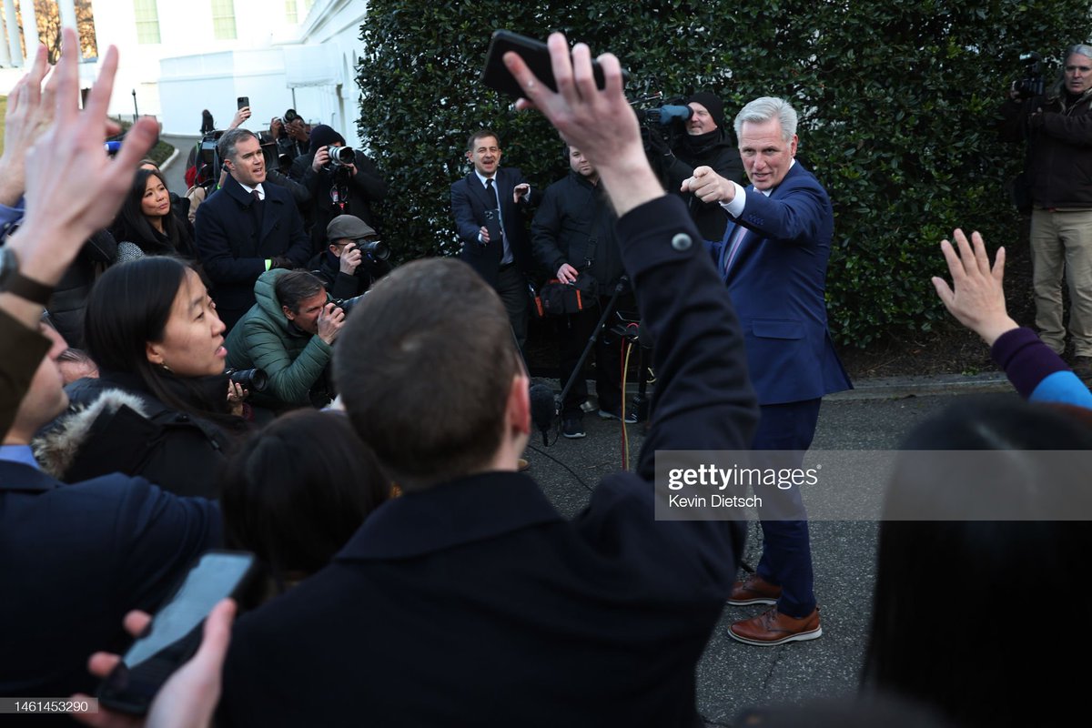 Seen in Washington DC today: #GeorgeSantos remains front page news; #MarjorieTaylorGreene and Republicans announce plans to impeach Homeland Security Secretary #AlejandroMayorkas; House Speaker #KevinMcCarthy takes questions at the White House 📷: @drewangerer, @KevinDietsch