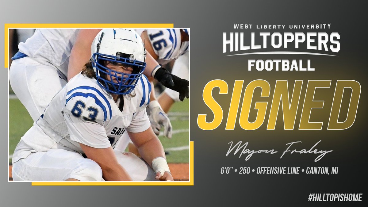 🏈✍️ 𝐖𝐞𝐥𝐜𝐨𝐦𝐞 𝐭𝐨 𝐭𝐡𝐞 𝐇𝐢𝐥𝐥𝐭𝐨𝐩, 𝐌𝐚𝐬𝐨𝐧 𝐅𝐫𝐚𝐥𝐞𝐲

🗒️ Offensive Line
🏫 Salem
🏠 Canton, MI 
📽️ hudl.com/profile/151096…

🔗 hilltoppersports.com/signingday/foo…

#HilltopIsHome | @WLU_Football
