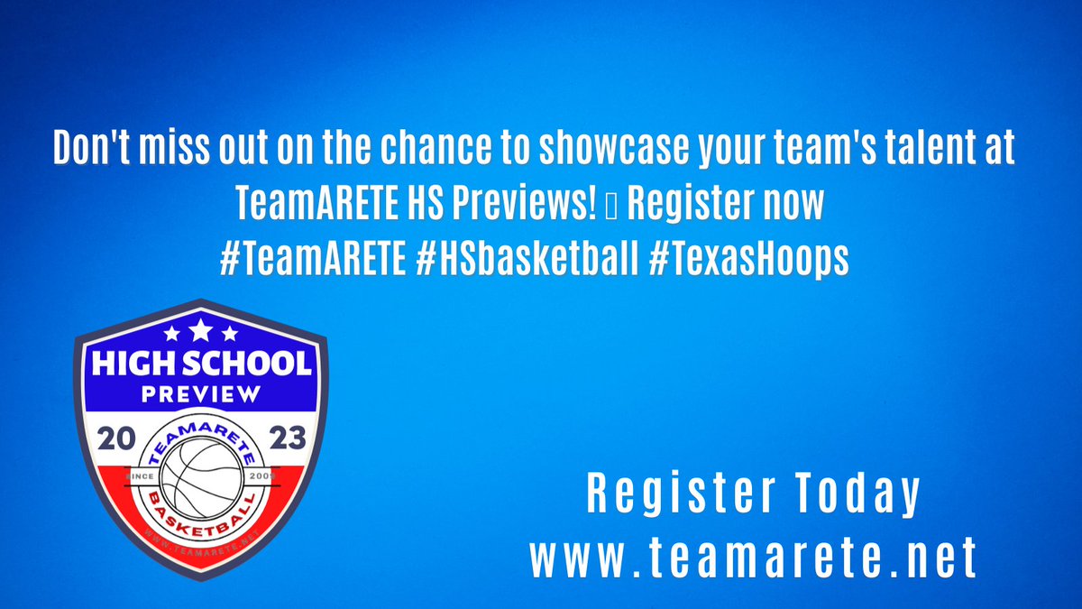TeamAreteBB's tweet image. Don't miss out on the chance to showcase your team's talent at TeamARETE HS Previews! 🎉 Register now #TeamARETE #HSbasketball #TexasHoops