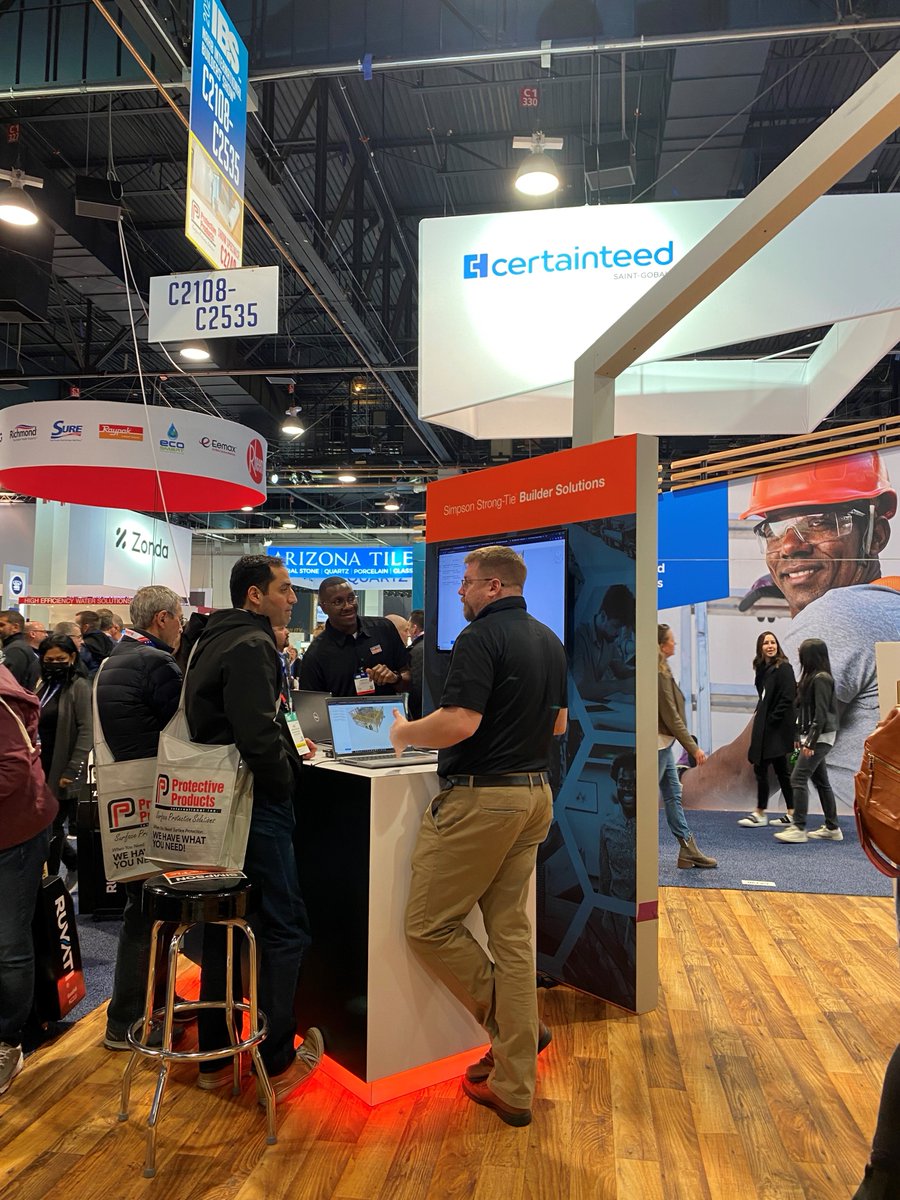 strongtie's tweet photo. Day 2 of the @IntlBldrsShow! Come down to our booth C2130 for hands-on demos of our fasteners, learn about the power of our builder solutions technology, see our Outdoor Accents connectors and Strong-Wall in person! #IBS2023 #buildersshow #strongtie https://t.co/Or5Sx3xlRn