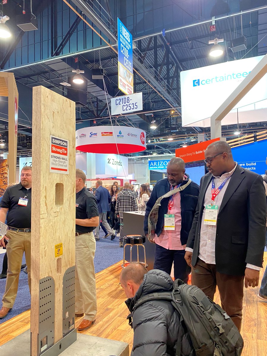 strongtie's tweet photo. Day 2 of the @IntlBldrsShow! Come down to our booth C2130 for hands-on demos of our fasteners, learn about the power of our builder solutions technology, see our Outdoor Accents connectors and Strong-Wall in person! #IBS2023 #buildersshow #strongtie https://t.co/Or5Sx3xlRn