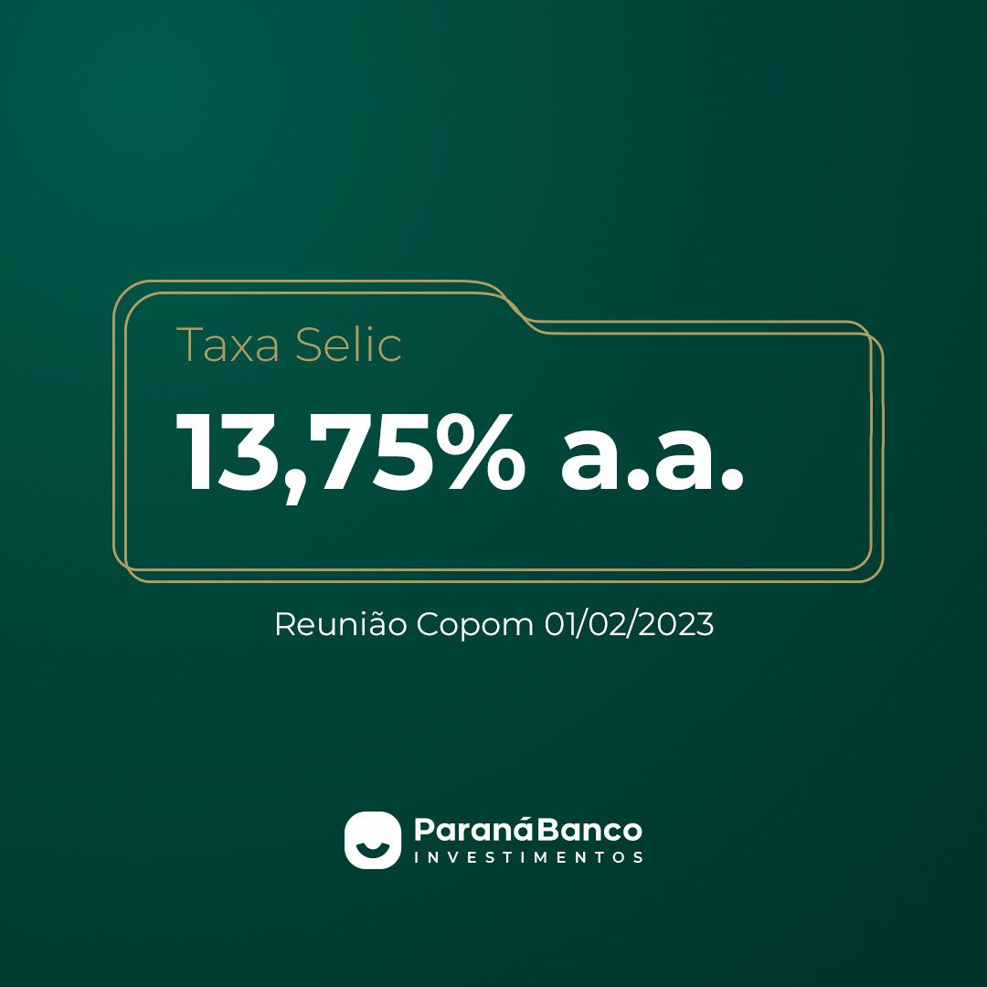 paranabanco_inv's tweet photo. Em sua primeira reunião do ano, o Copom decidiu manter a taxa Selic em 13,75%. https://t.co/BY5yuggRZA