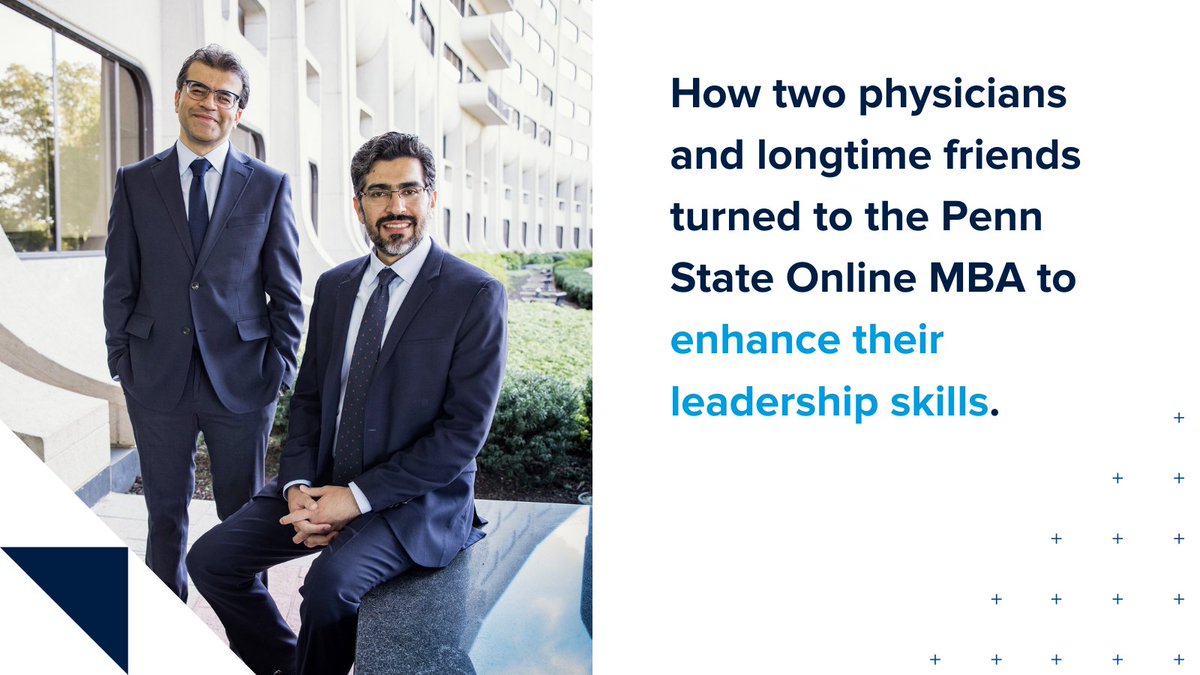 Physicians Faisal Aziz and Umar Farooq enrolled in the #PennStateOnlineMBA program to sharpen their business acumen and strengthen the voice of physicians in an increasingly complex industry. 

Read more: ow.ly/W1G050Mo5Ts.

#SmealBusinessPartners @umar213 @FA_VascularMD