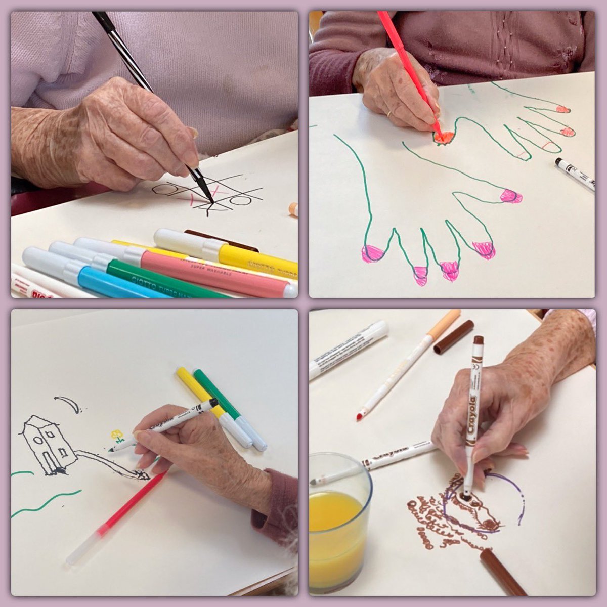 Drawing and colouring provides opportunity for creative expression, cognitive stimulation, reminiscence and relaxation. A simple yet wonderful group or 1:1 activity for people living with dementia <a href="/HWHCT_NHS/">Herefordshire and Worcestershire Health & Care NHS</a> <a href="/RCOT_OP/">RCOT Older People</a> <a href="/DementiaUK/">Dementia UK</a>