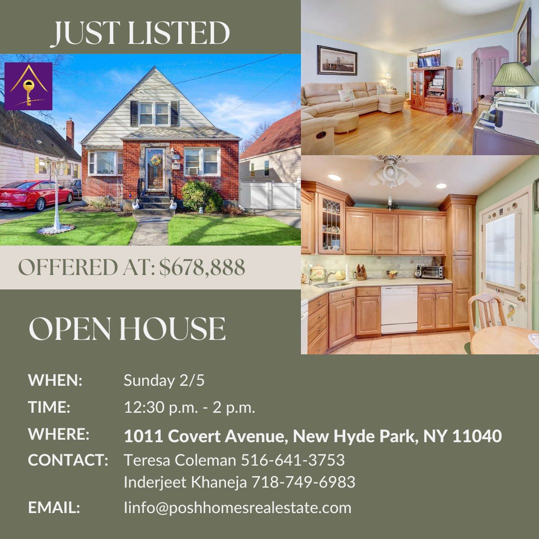 PoshHomesRealty's tweet photo. Just Listed🏡 
📍1011 Covert Avenue, New Hyde Park, NY 11040  List Price:$678,888

Expanded cape with living room, formal dining, eat in kitchen, hardwood floors, four bedrooms, two bath, basement and fully fenced property close to everything. It's a must see. https://t.co/ywMOMQh58k