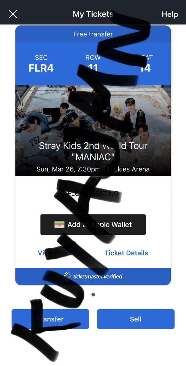 kuyajmn's tweet photo. Selling one (1) floor seat ticket to Stray Kids Maniac Tour in Fort Worth, TX

will be moving during that time and can no longer go </3

Venmo/zelle only. Can facetime to show proof. No scam.

Highest bid. https://t.co/sORECDdKdY