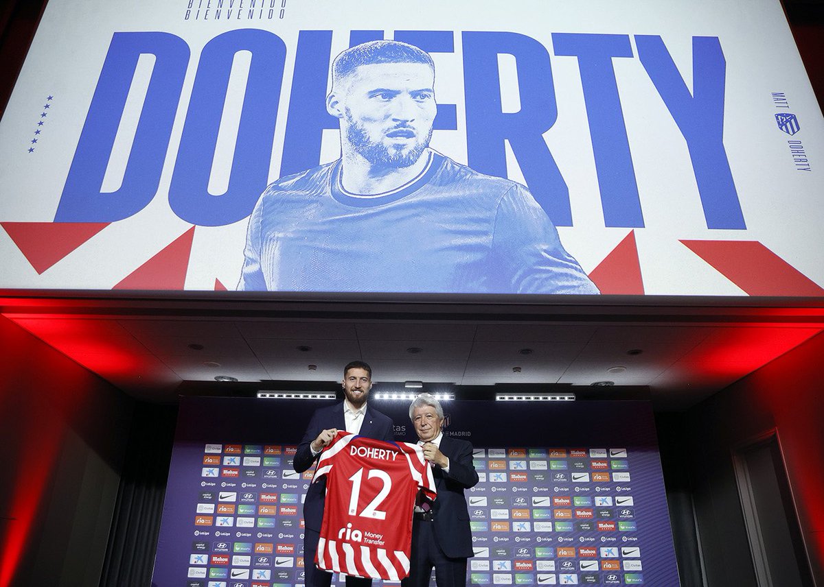 Matt Doherty (@mattdoherty20) on Twitter photo A new challenge for me I’m very happy and excited to represent <a href="/Atleti/">Atlético de Madrid</a> it will be an honour to wear number 12 for this great club. Time to focus and get to work. Thank you for the incredible welcome. A new challenge for me I’m very happy and excited to represent <a href="/Atleti/">Atlético de Madrid</a> it will be an honour to wear number 12 for this great club. Time to focus and get to work. Thank you for the incredible welcome.