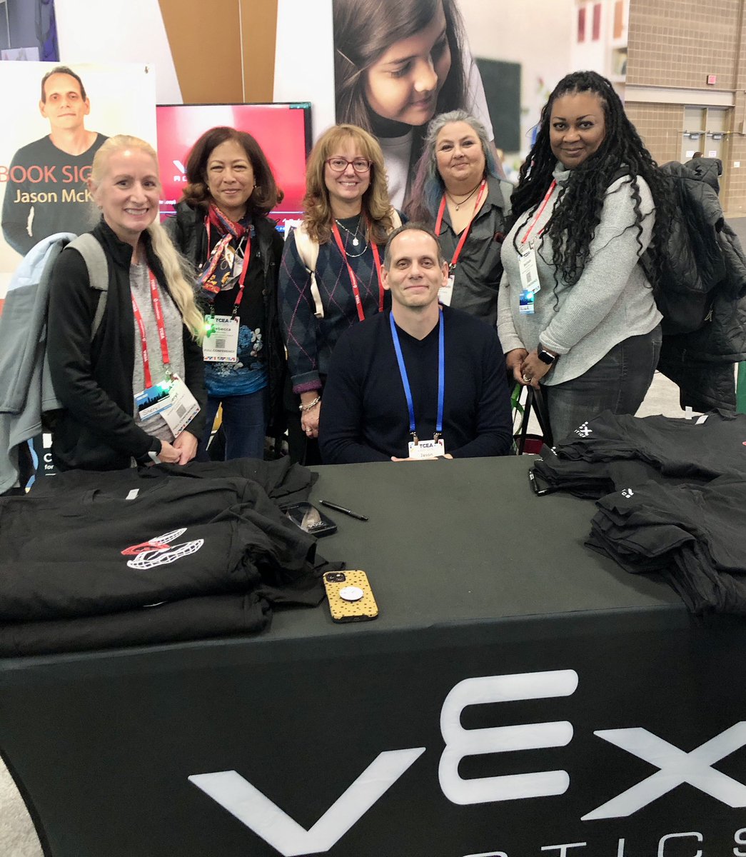 @BrowardSTEM thanks for stopping by the VEX Robotics booth at #TCEA23 and getting signed copies of @MckennaJ72 book: What STEM Can Do For Your Classroom